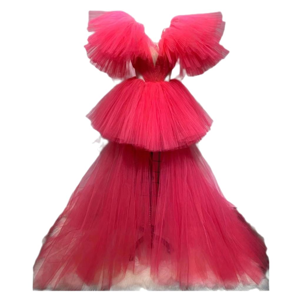 Elegant Layered Backless V-Neck Tutu Dress