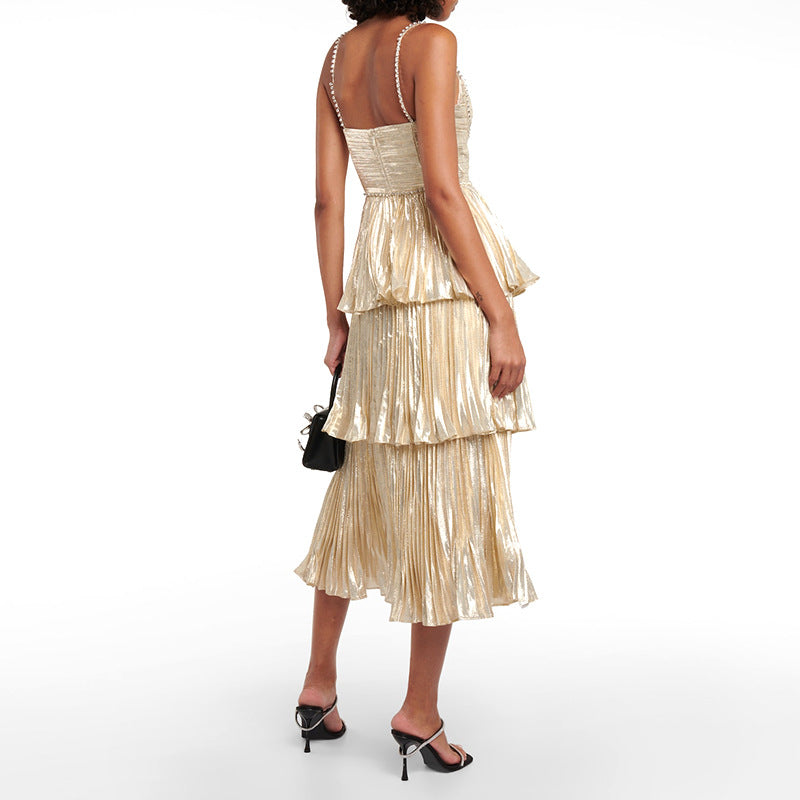 Elegant Layered Shoulder Strap Dress