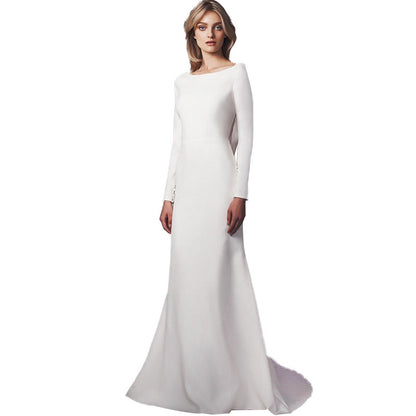 Elegant Long Sleeve Backless Mermaid Wedding Dress