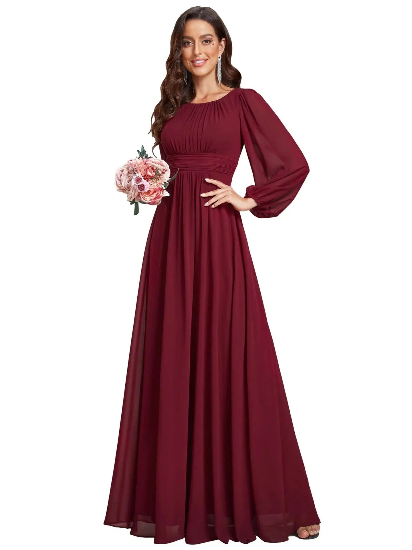 Elegant Long Sleeve Evening Dress