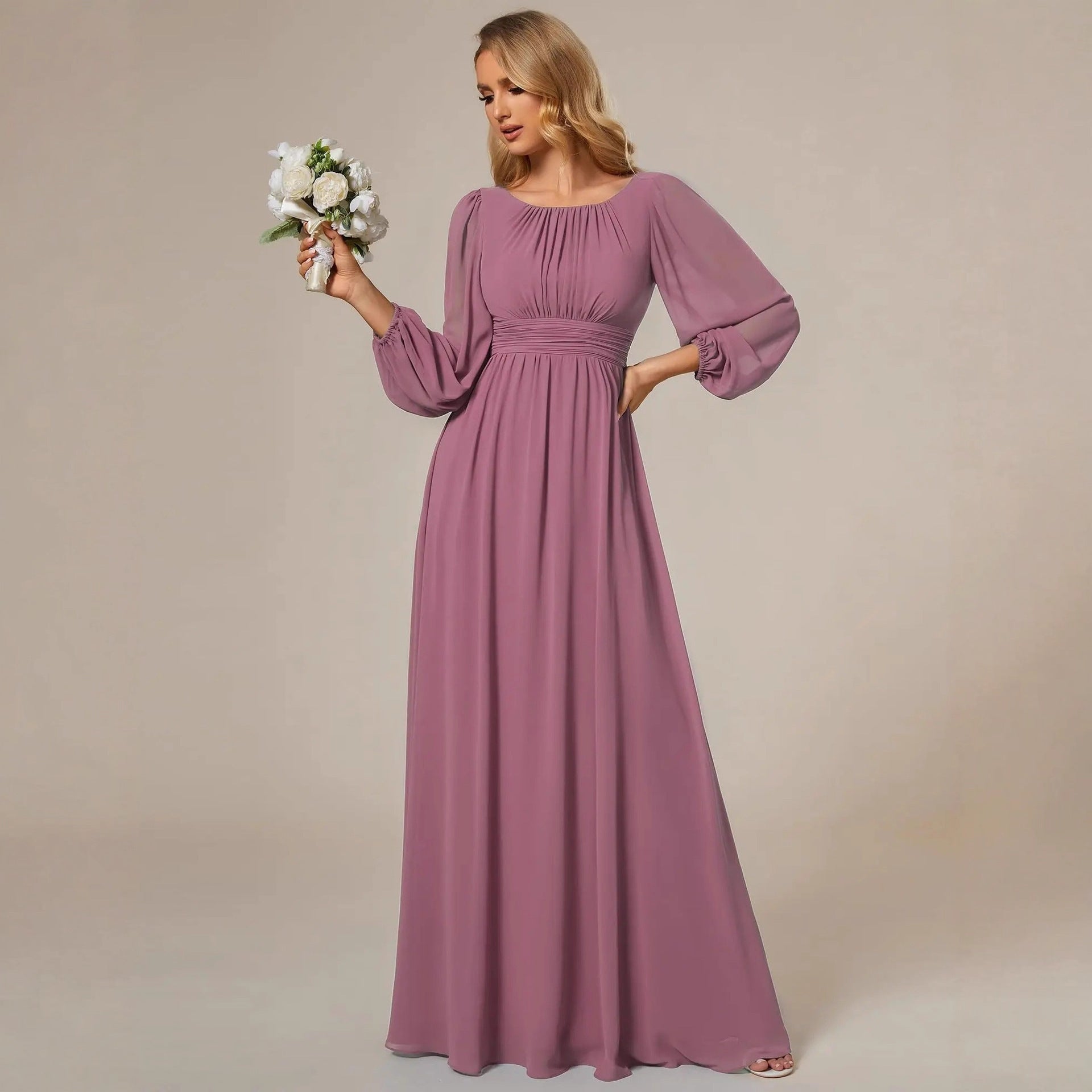 Elegant Long Sleeve Evening Dress