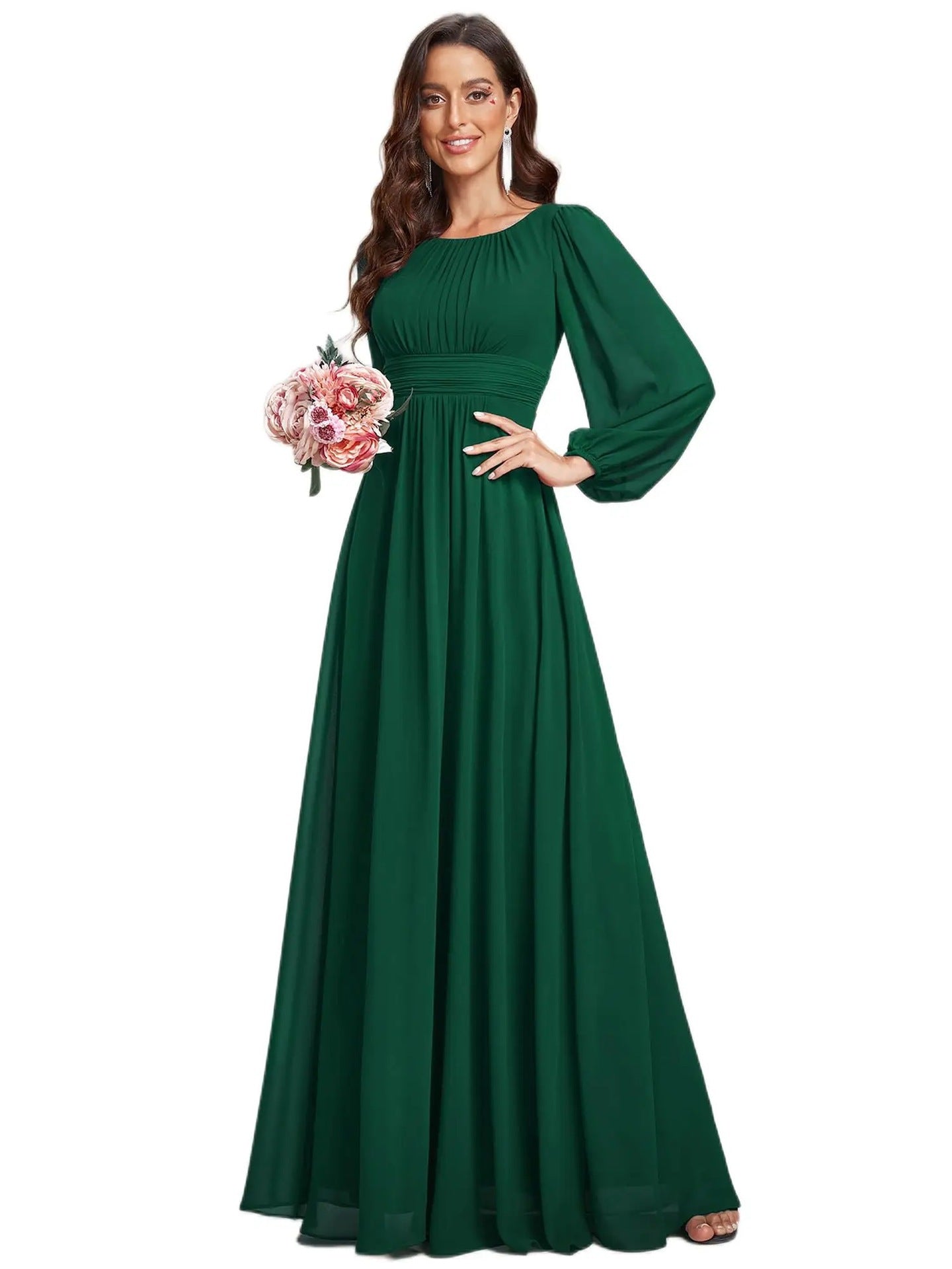 Elegant Long Sleeve Evening Dress