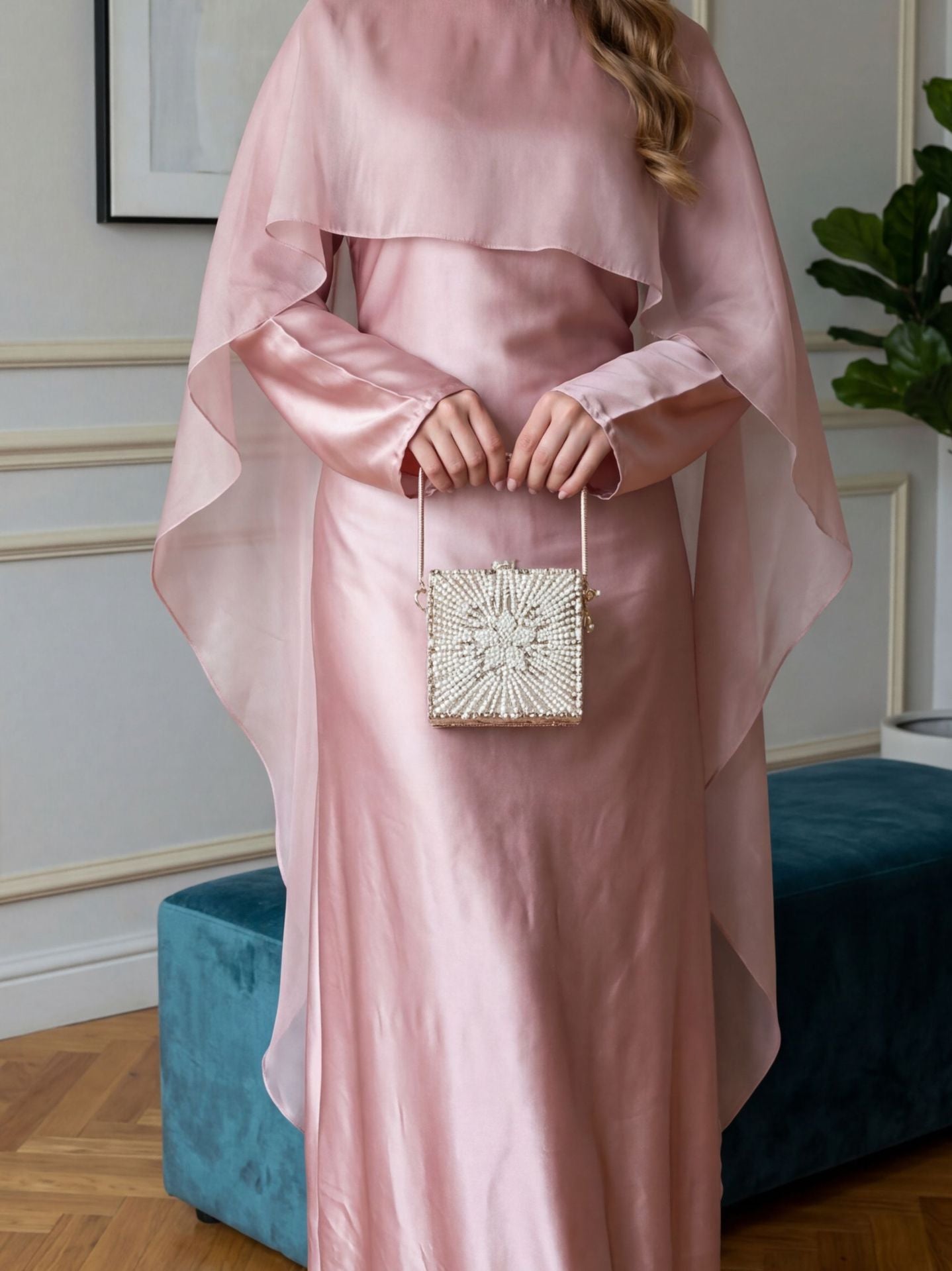 Elegant Long Sleeve Pink Dress
