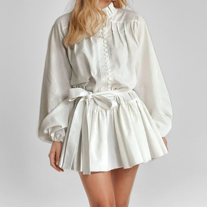 Elegant Long Sleeve Printed A-line Dress