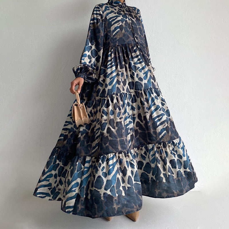 Elegant Long Sleeve Printed Dress