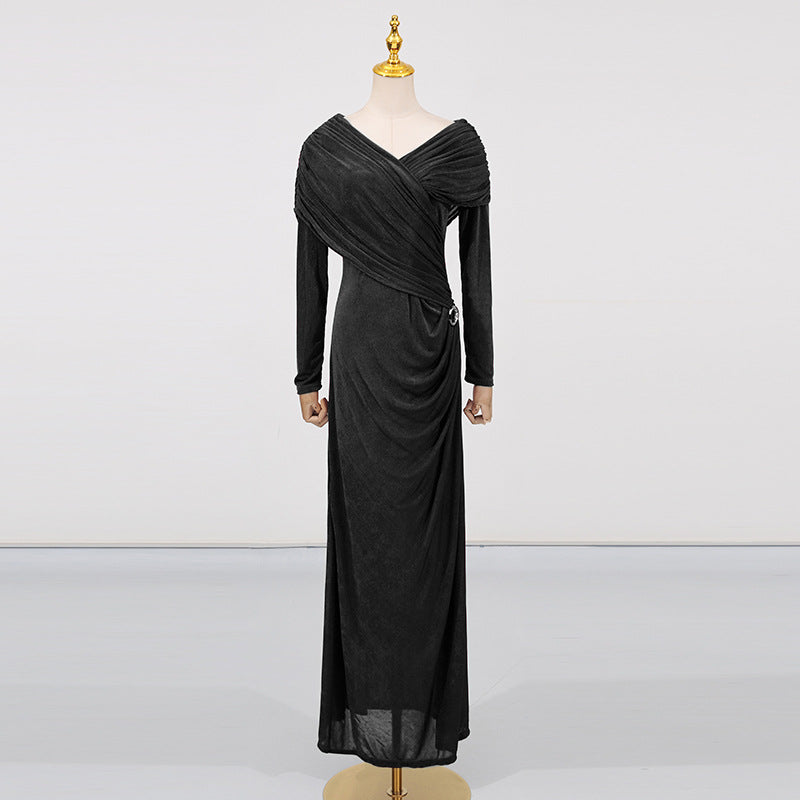 Elegant Long Sleeve V-Neck Dress