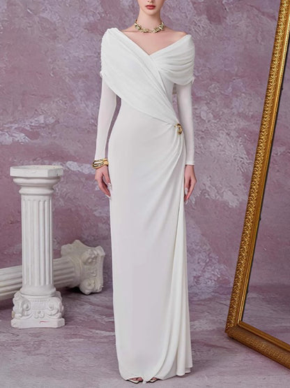 Elegant Long Sleeve V-Neck Dress