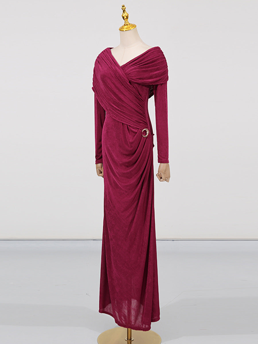 Elegant Long Sleeve V-Neck Dress