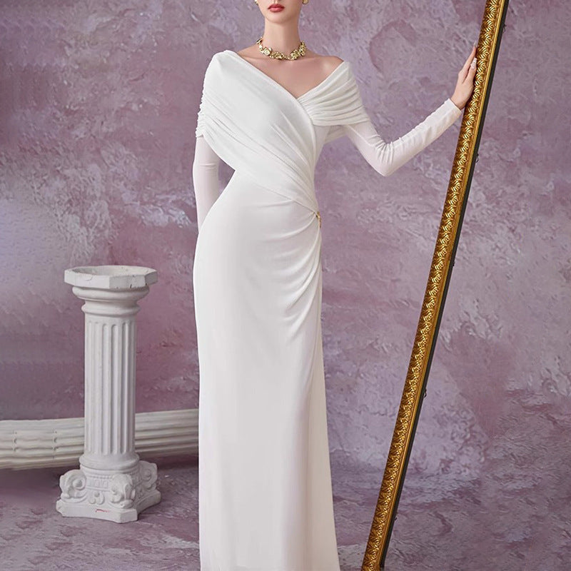 Elegant Long Sleeve V-Neck Dress