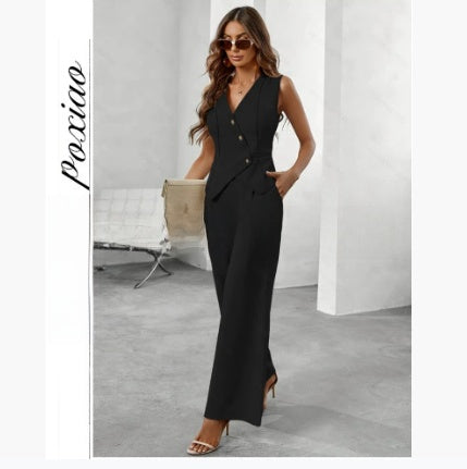 Elegant Long Women's Suit Two-Piece Set
