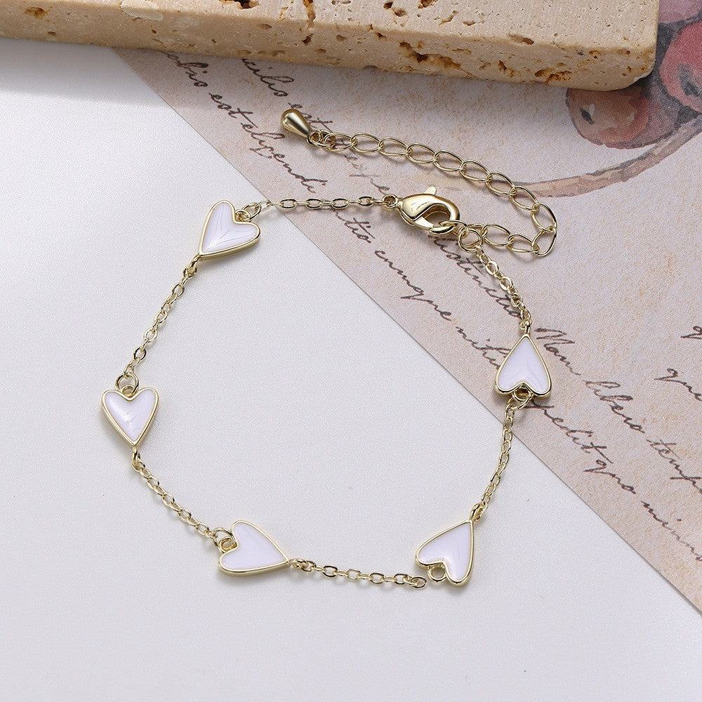 Elegant Love Heart Metal Bracelet for Women