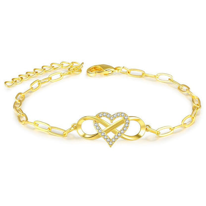 Elegant Love Heart Metal Bracelet for Women