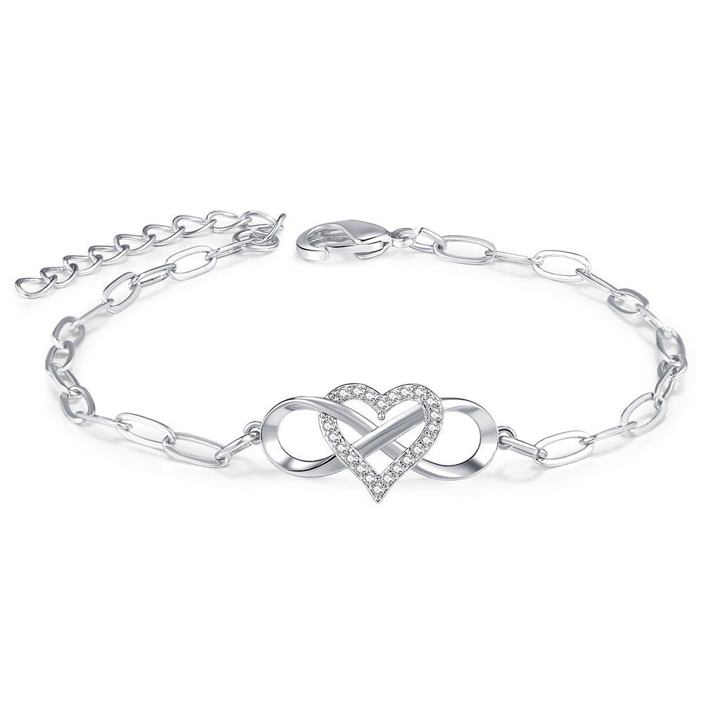 Elegant Love Heart Metal Bracelet for Women