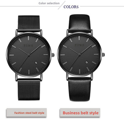 Elegant Men's Quartz Watch with Stainless Steel Strap