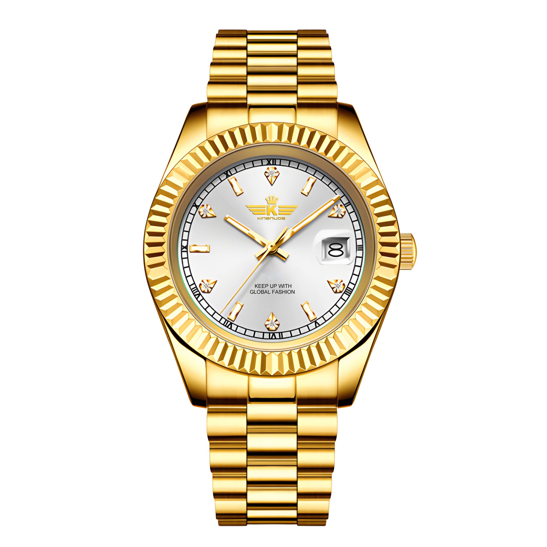 Elegant Mens Steel Band Roman Numeral Watch