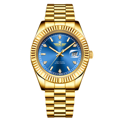 Elegant Mens Steel Band Roman Numeral Watch