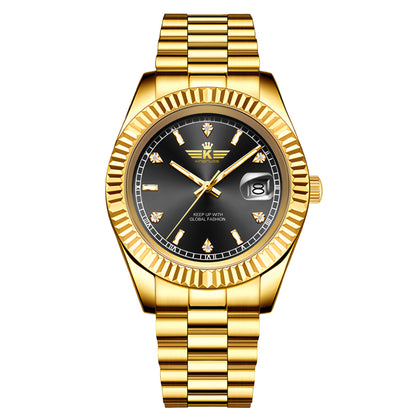 Elegant Mens Steel Band Roman Numeral Watch