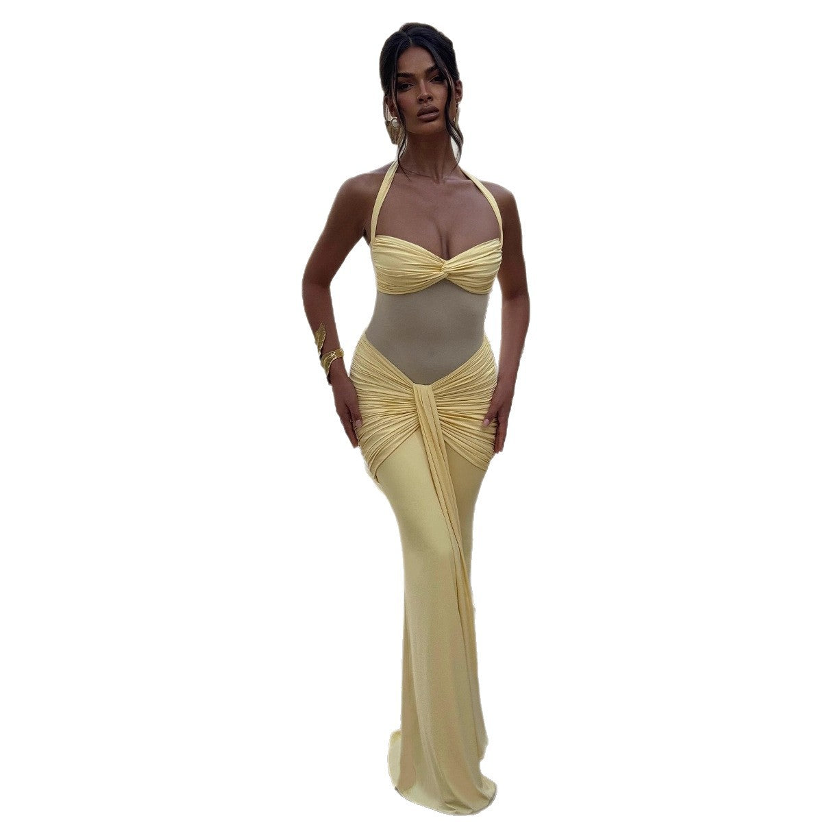 Elegant Mesh Fishtail Bodycon Dress
