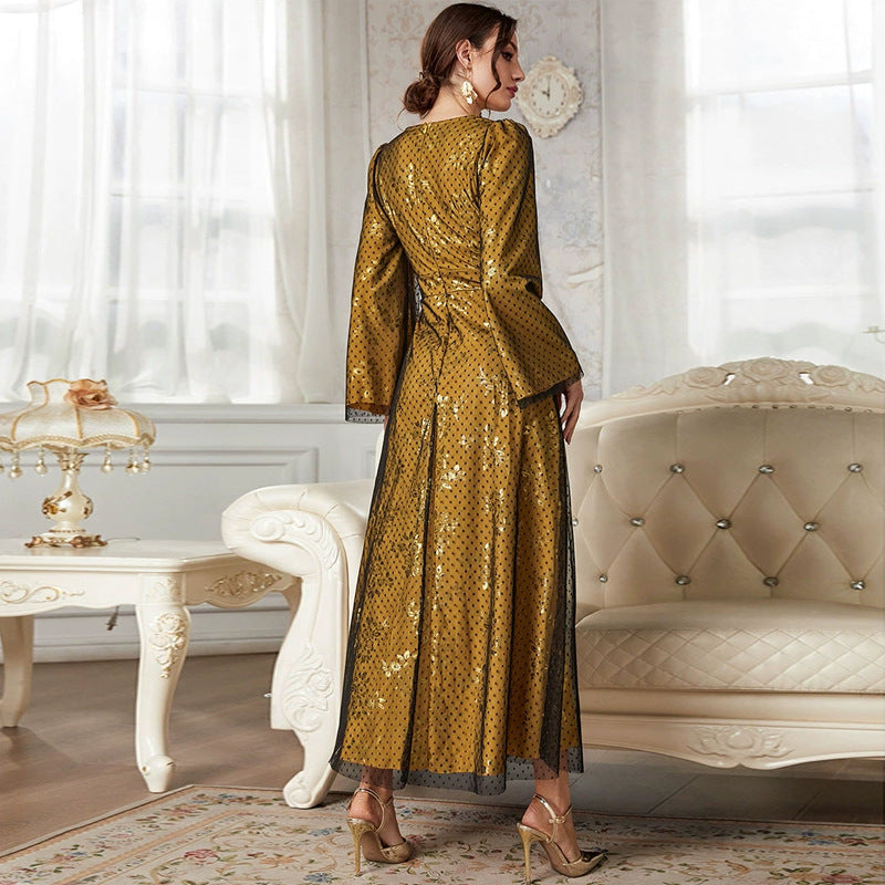 Elegant Mesh Long Sleeve Dress