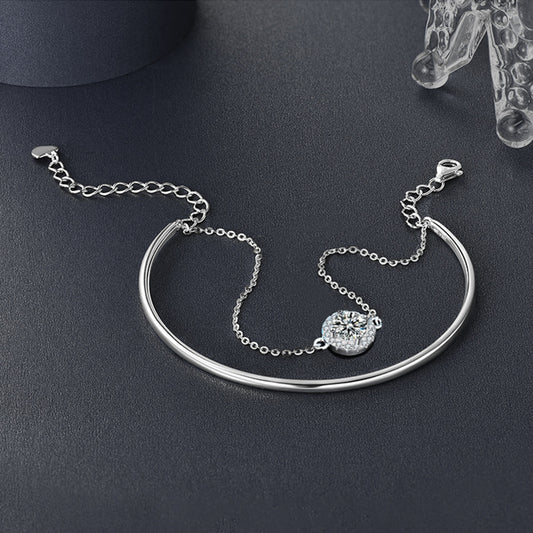 Elegant Moissanite Open Bracelet
