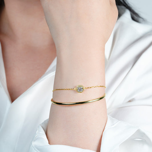 Elegant Moissanite Open Bracelet