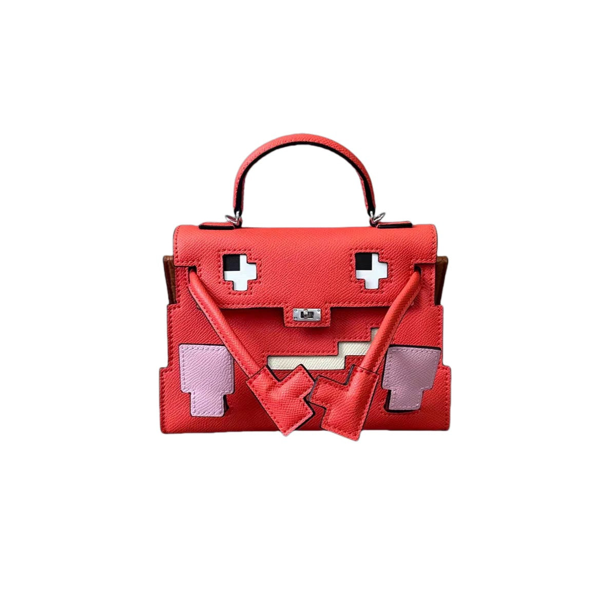 Elegant Mosaic Doll Leather Handbag
