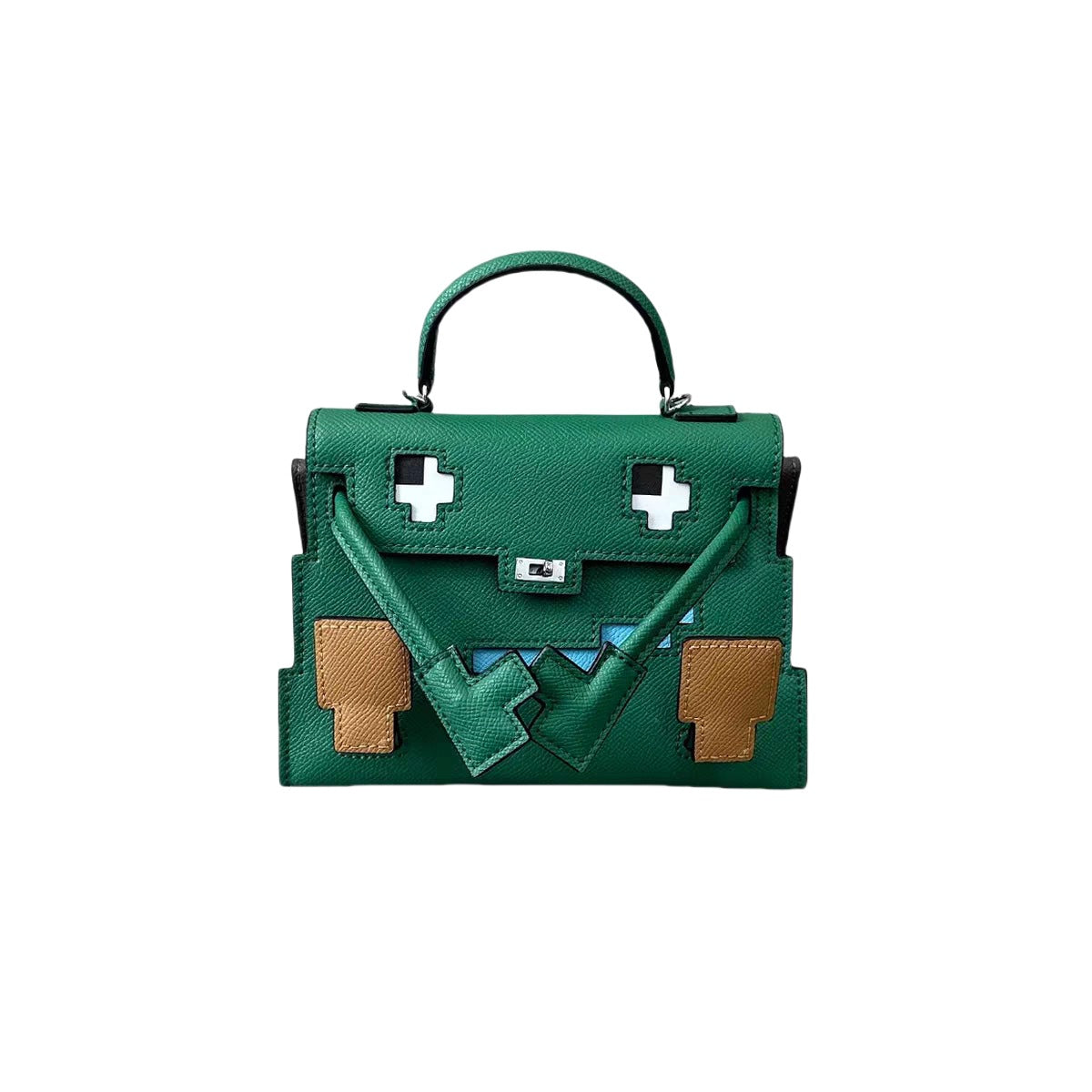 Elegant Mosaic Doll Leather Handbag