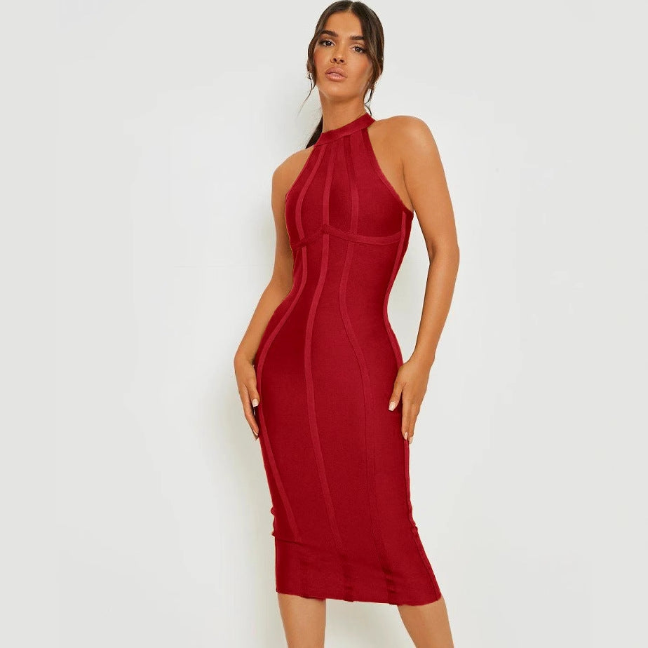 Elegant Neck Bandage dress