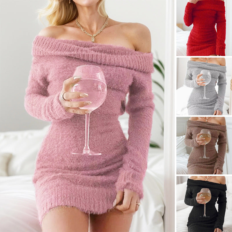 Elegant Off-Shoulder Bodycon Dress with Long Sleeves