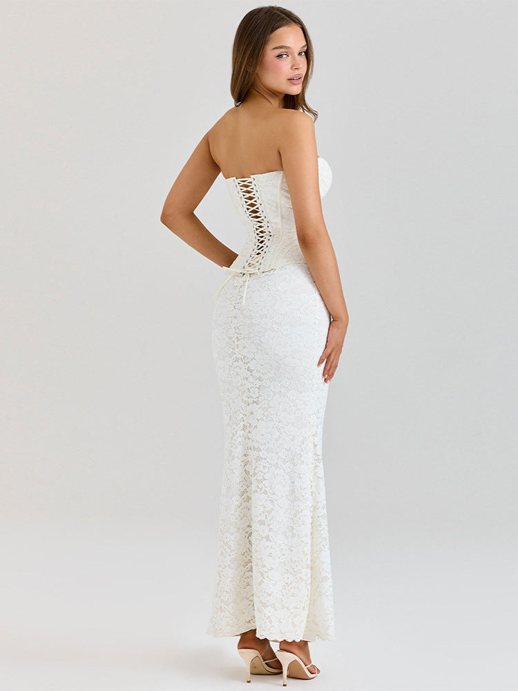 Elegant Off-Shoulder Lace Evening Dress