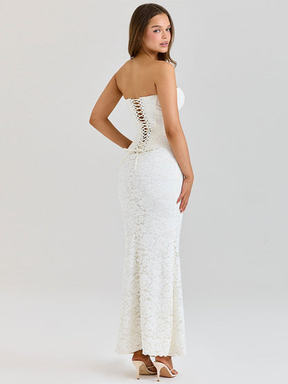 Elegant Off-Shoulder Lace Evening Dress