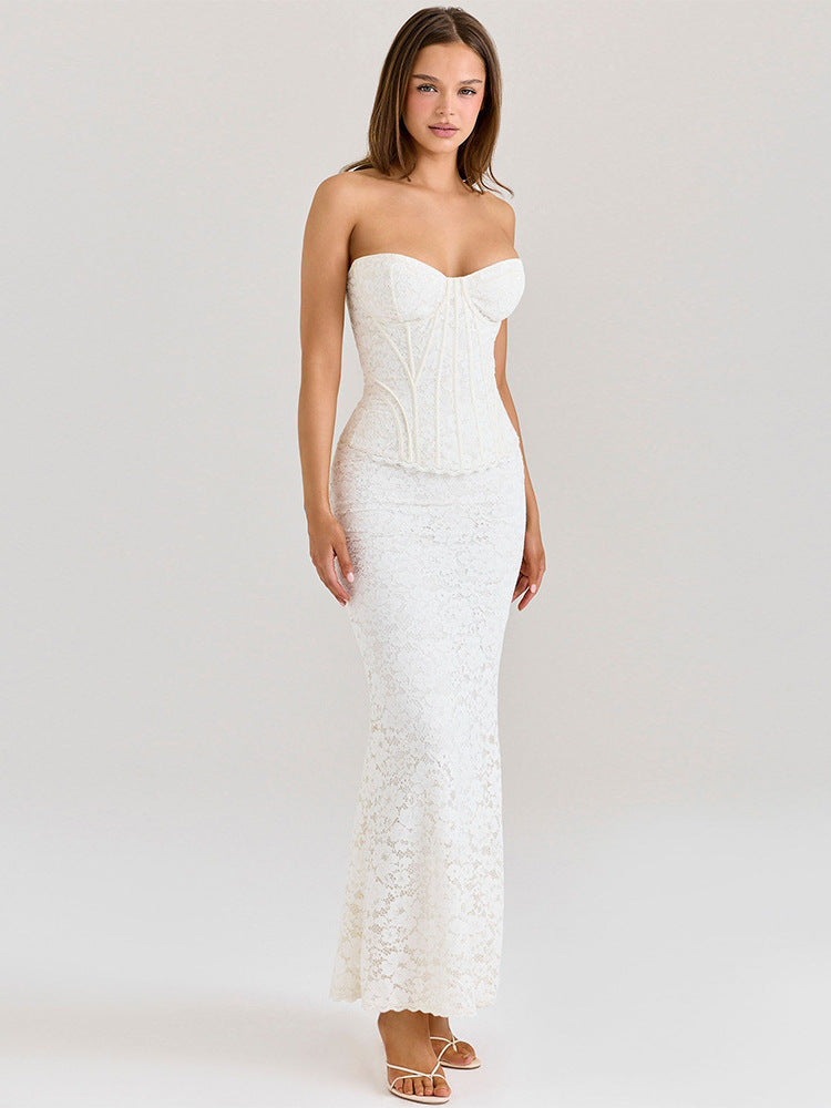 Elegant Off-Shoulder Lace Evening Dress