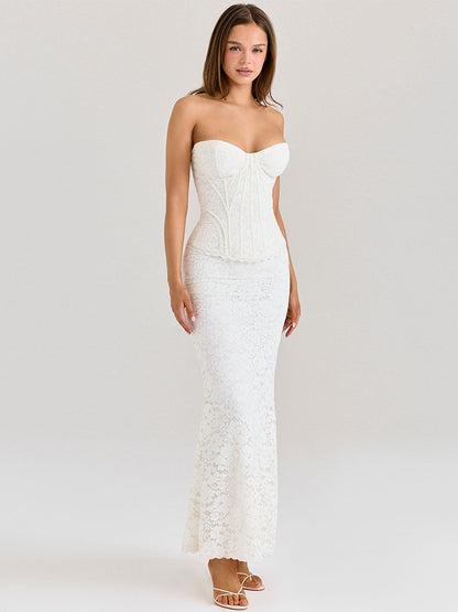 Elegant Off-Shoulder Lace Evening Dress
