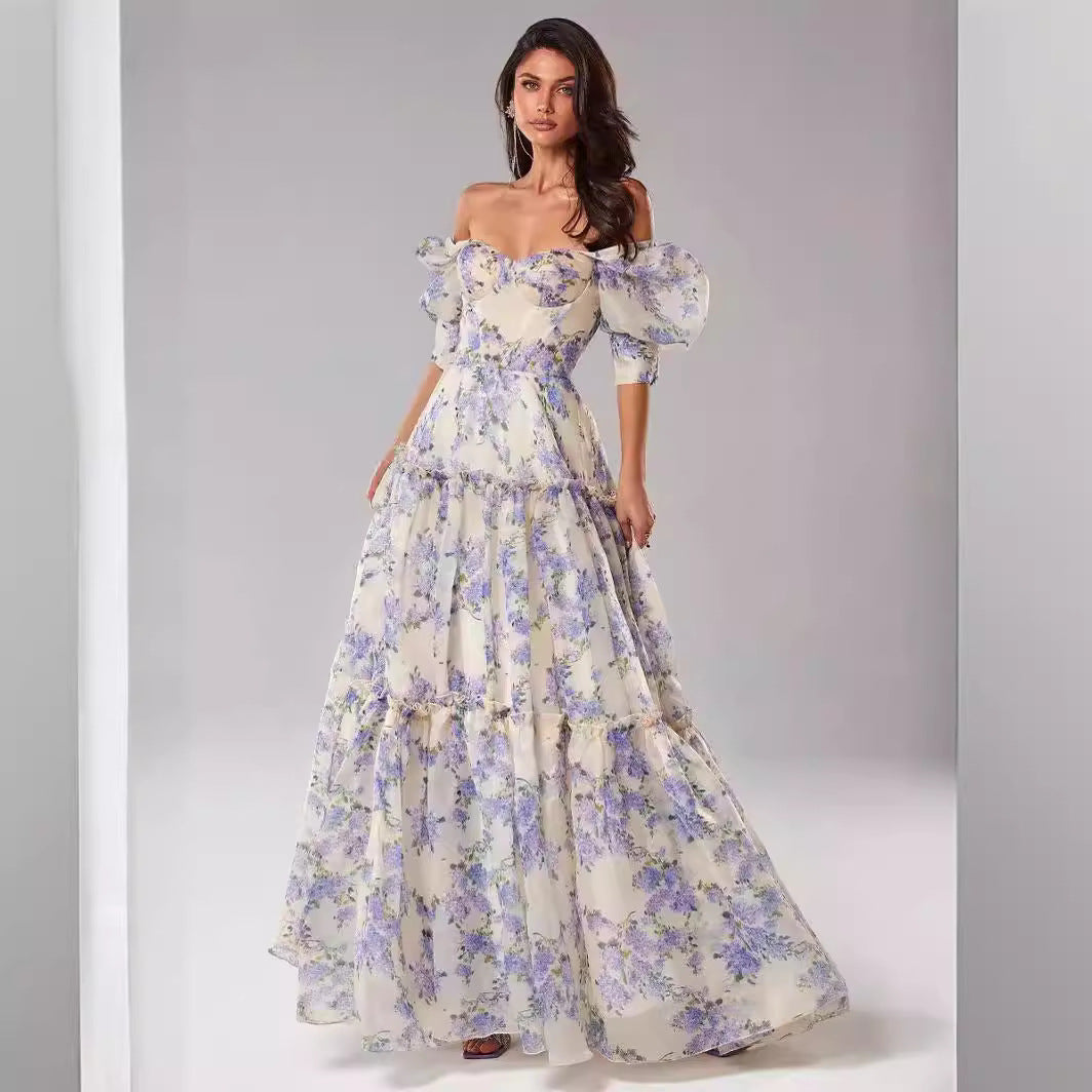 Elegant Off-Shoulder Organza Evening Dress