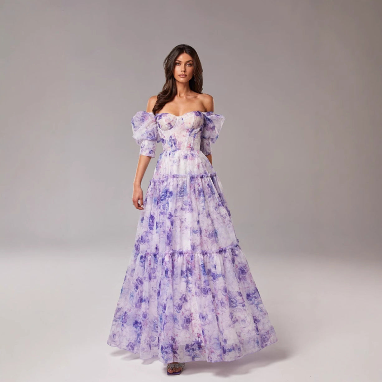 Elegant Off-Shoulder Organza Evening Dress
