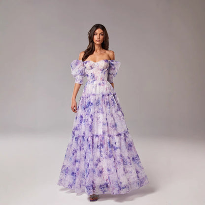 Elegant Off-Shoulder Organza Evening Dress