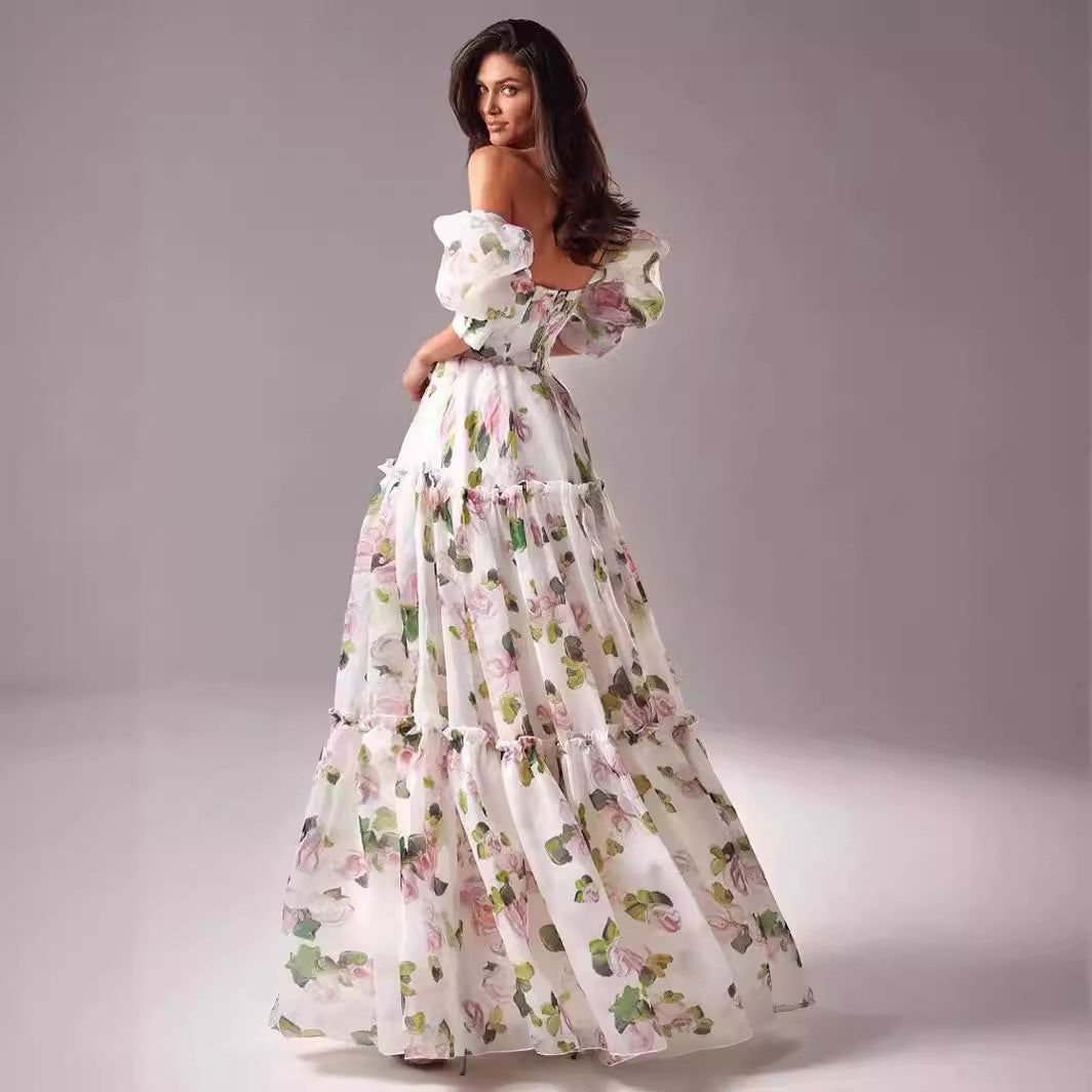 Elegant Off-Shoulder Organza Evening Dress