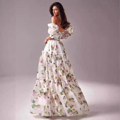 Elegant Off-Shoulder Organza Evening Dress