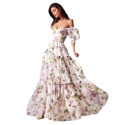 Elegant Off-Shoulder Organza Evening Dress