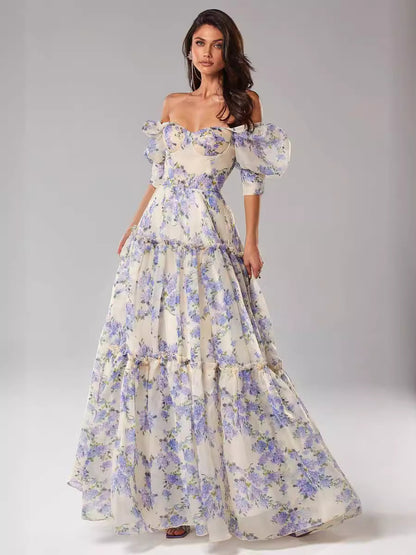 Elegant Off-Shoulder Organza Evening Dress