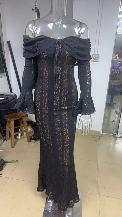 Elegant One Shoulder Fishtail Floor Length Dress