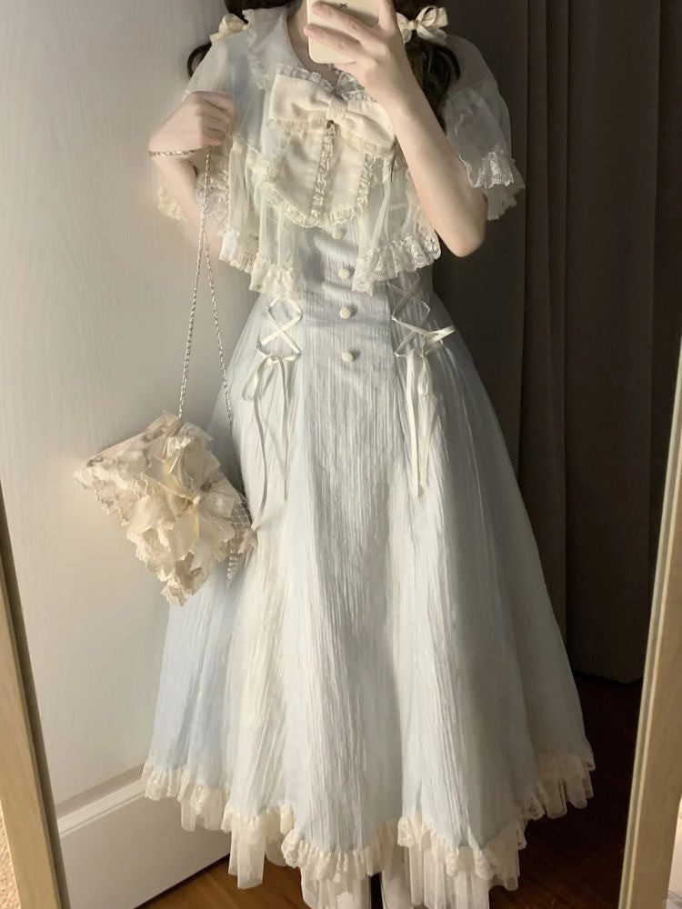 Elegant Patchwork Fitted Waist Dress