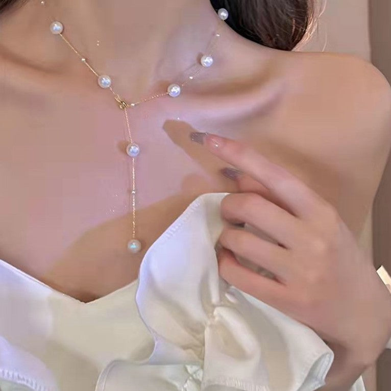 Elegant Pearl Tassel Necklace