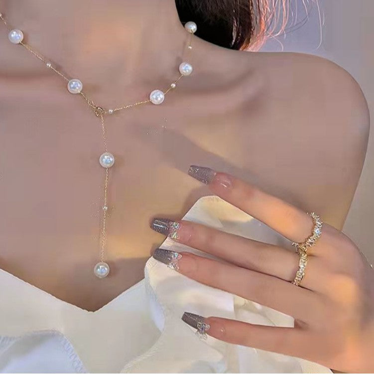 Elegant Pearl Tassel Necklace