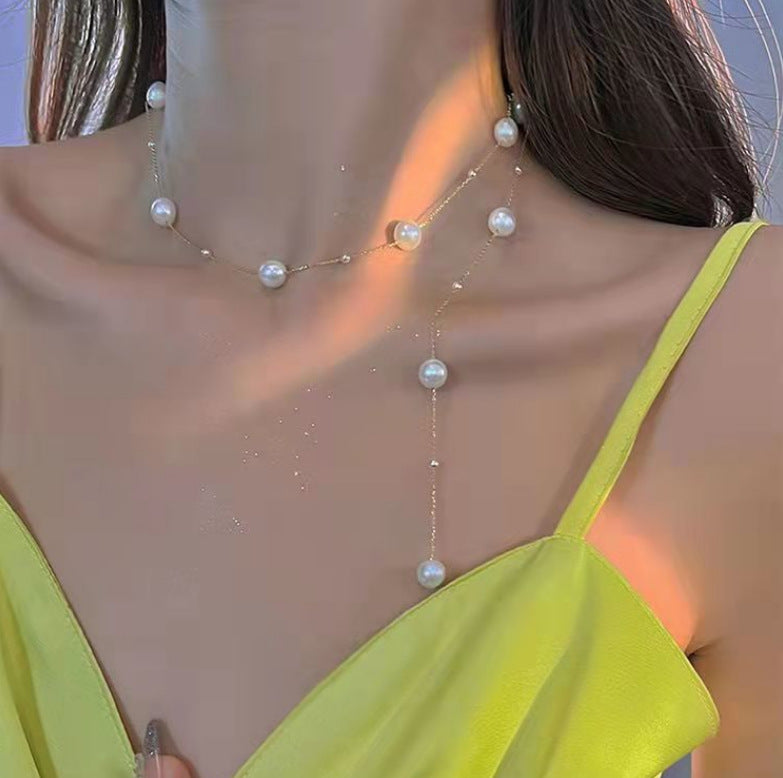 Elegant Pearl Tassel Necklace