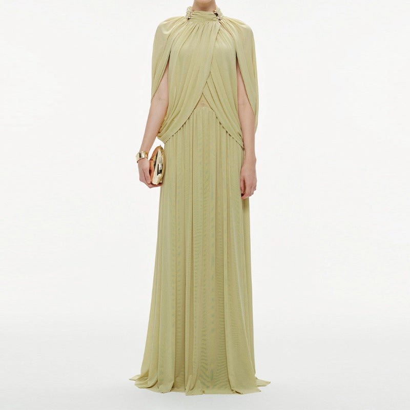 Elegant Pleated Chiffon Long Dress