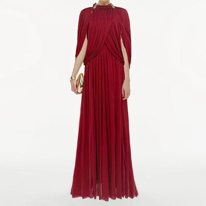 Elegant Pleated Chiffon Long Dress