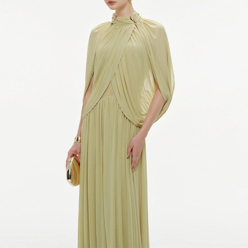 Elegant Pleated Chiffon Long Dress