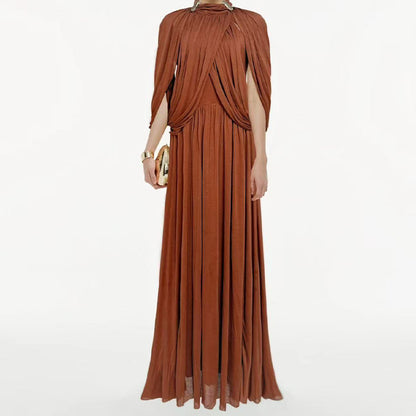 Elegant Pleated Chiffon Long Dress