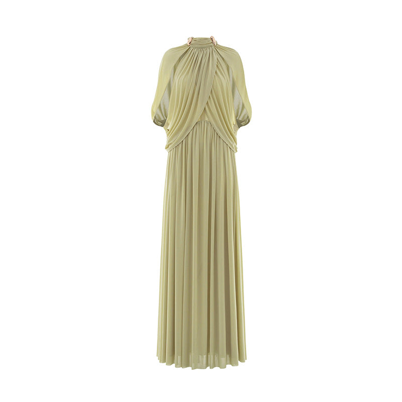 Elegant Pleated Chiffon Long Dress